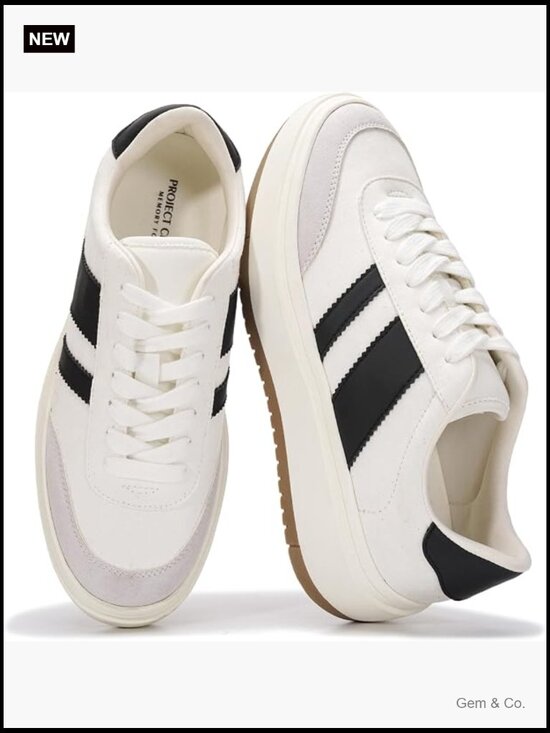 Shoes - Platform Sneakers, Lightweight Memory Foam, Non-Slip, Lace-Up, Water Resistant